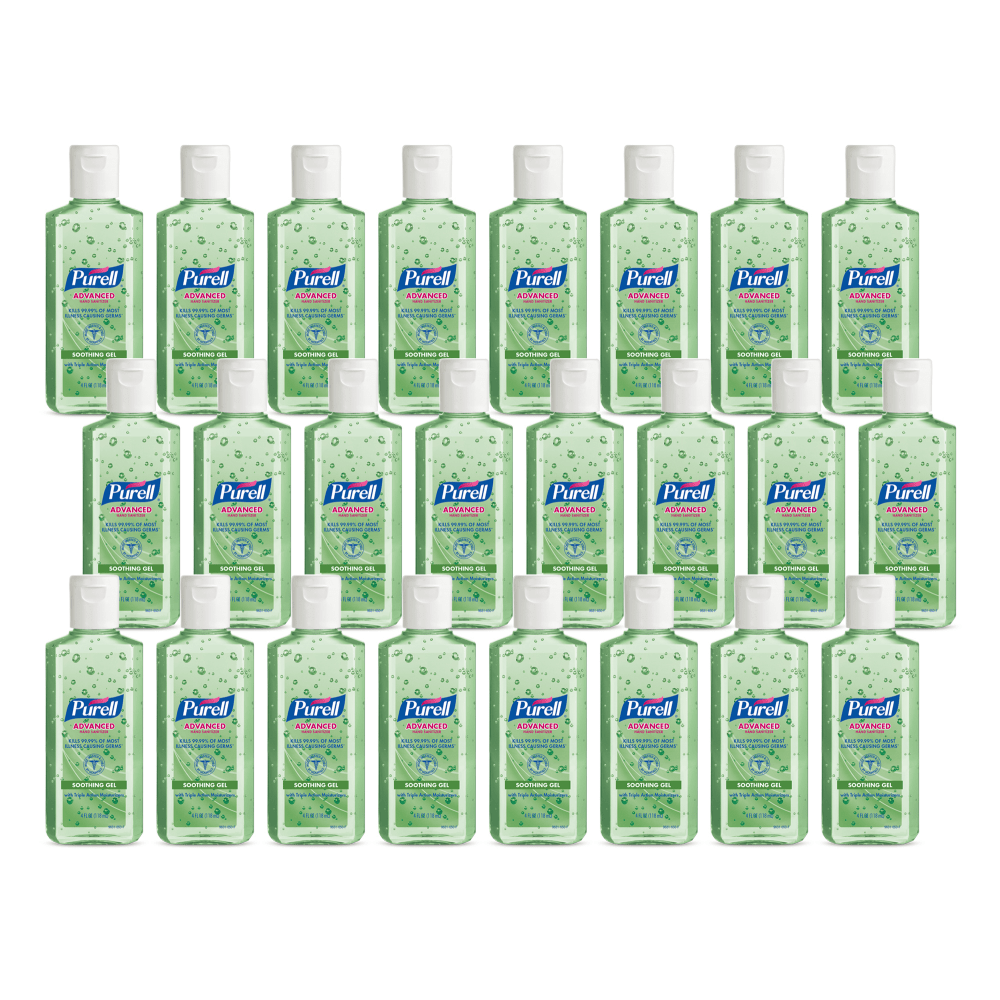 PURELL Advanced Hand Sanitizer Soothing Gel, Fresh Scent, 4-oz. Flip-Cap Bottle, 24/Carton