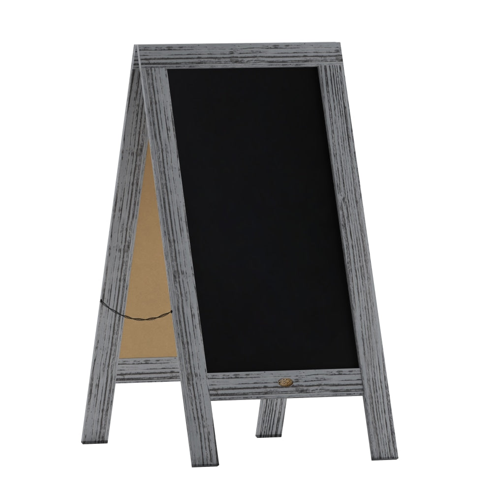 Flash Furniture Canterbury Vintage Wooden A-Frame Magnetic Indoor/Outdoor Chalkboard Sign, Porcelain Steel, 40in x 20in, Graywash Frame