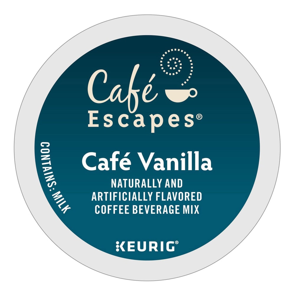 Cafe Escapes Single-Serve Coffee K-Cup Pods, Cafe Vanilla, Carton Of 24