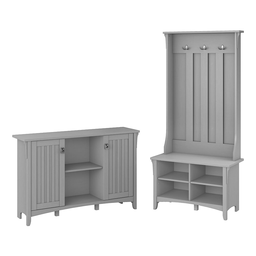 Bush Furniture Salinas Entryway Storage Set with Hall Tree, Shoe Bench and Accent Cabinet, Cape Cod Gray, Standard Delivery