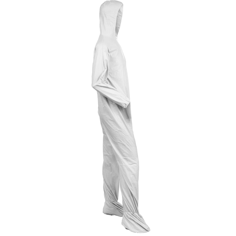 Kleenguard A40 Coveralls - Zipper Front, Elastic Wrists, Ankles, Hood & Boots - Medium Size - Liquid, Flying Particle Protection - White - Hood, Zipper Front, Elastic Wrist, Elastic Ankle, Breathable, Low Linting - 25 / Carton