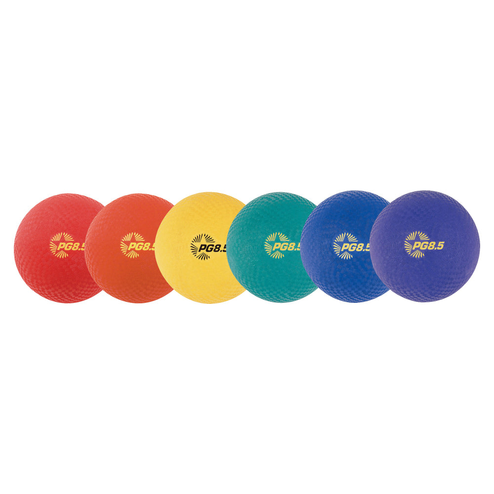 Champion Sports Playground Ball - 8.50in - Nylon - Red, Yellow, Green, Orange, Purple, Royal Blue - 6 / Set