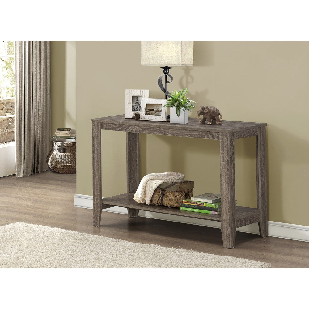 Monarch Specialties Console Table With Shelf, Rectangular, Dark Taupe