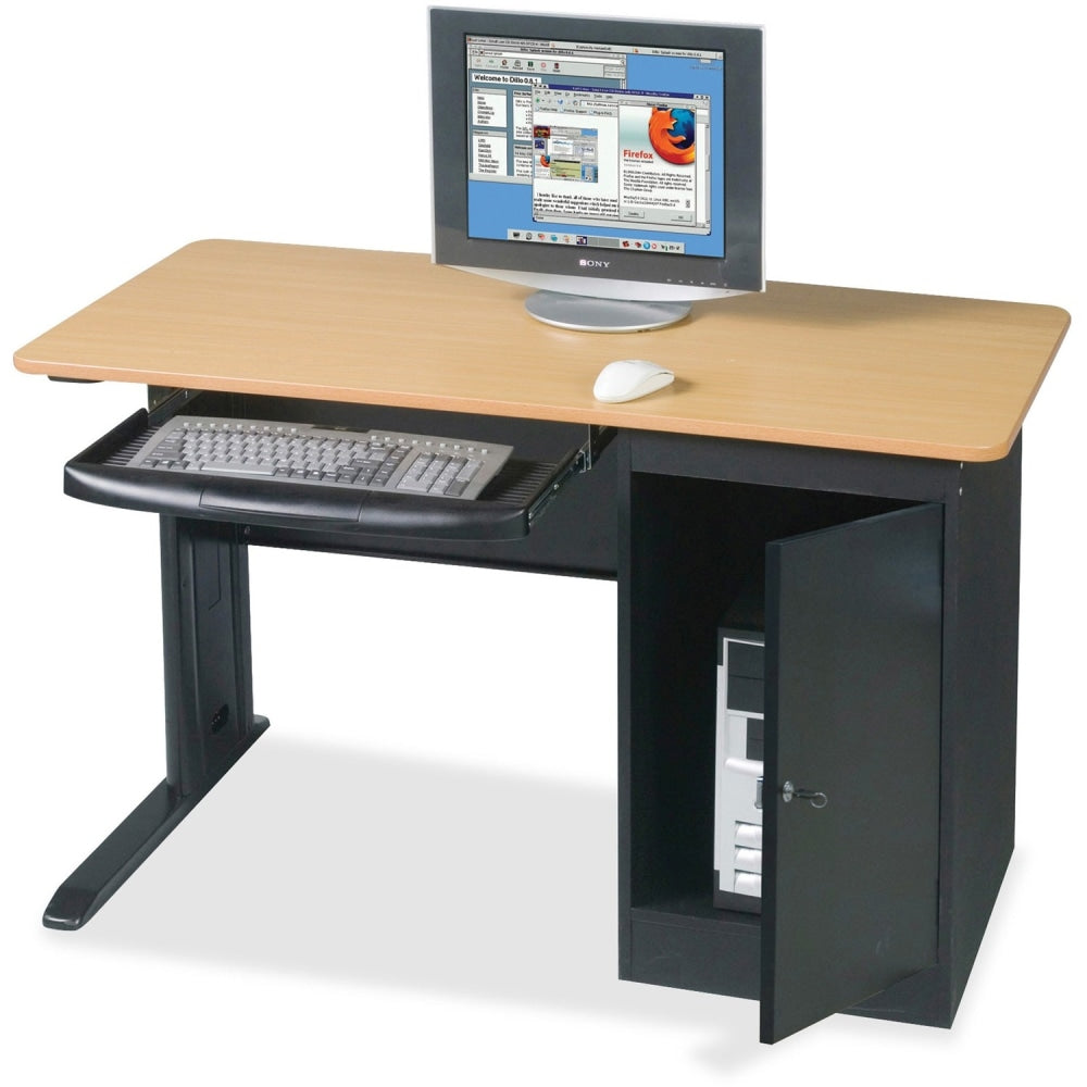 Balt Locking Computer Workstation, Black/Teak