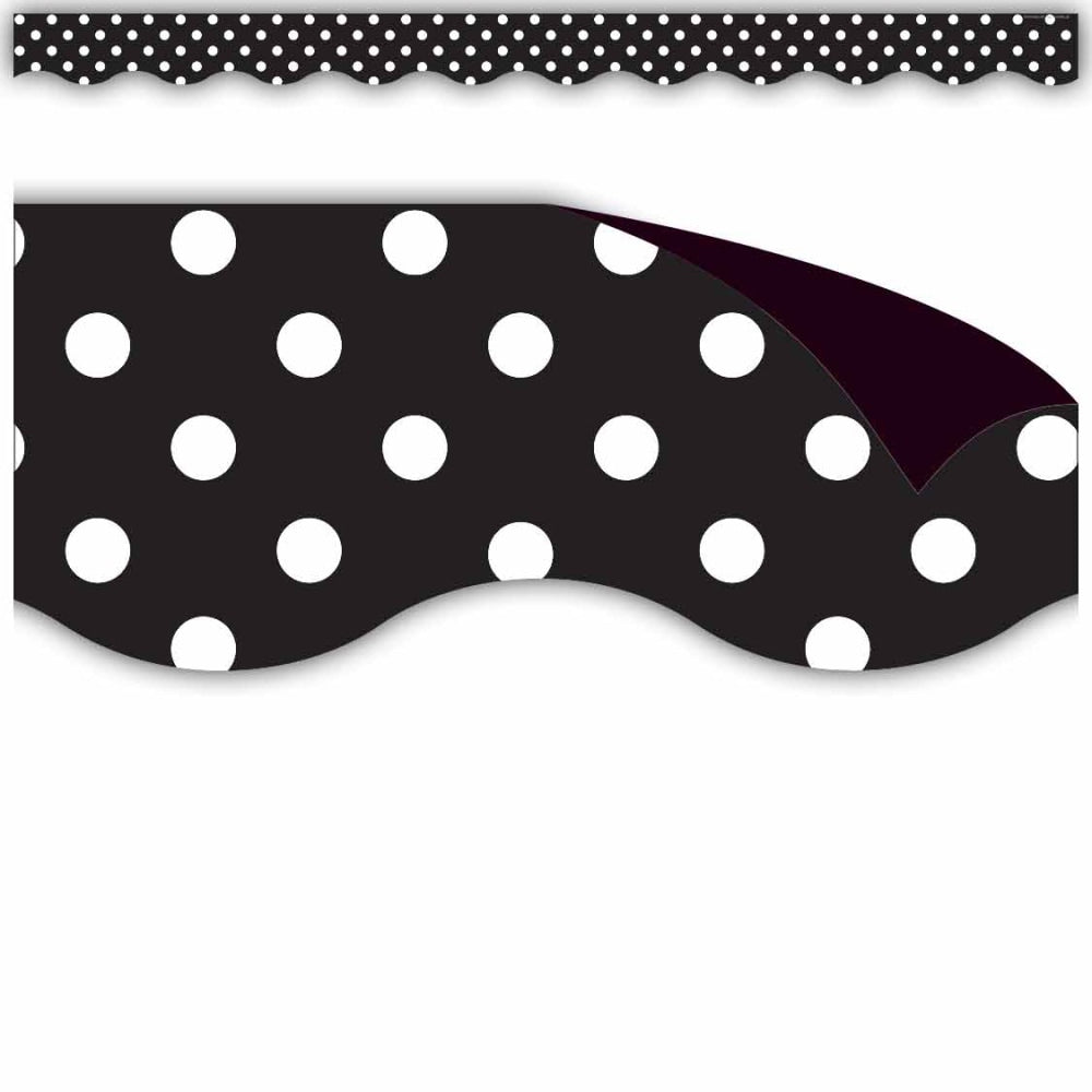 Teacher Created Resources Magnetic Borders, 24in x 1-1/2in, Black Polka Dots, 12 Boarders Per Pack, Set Of 3 Packs