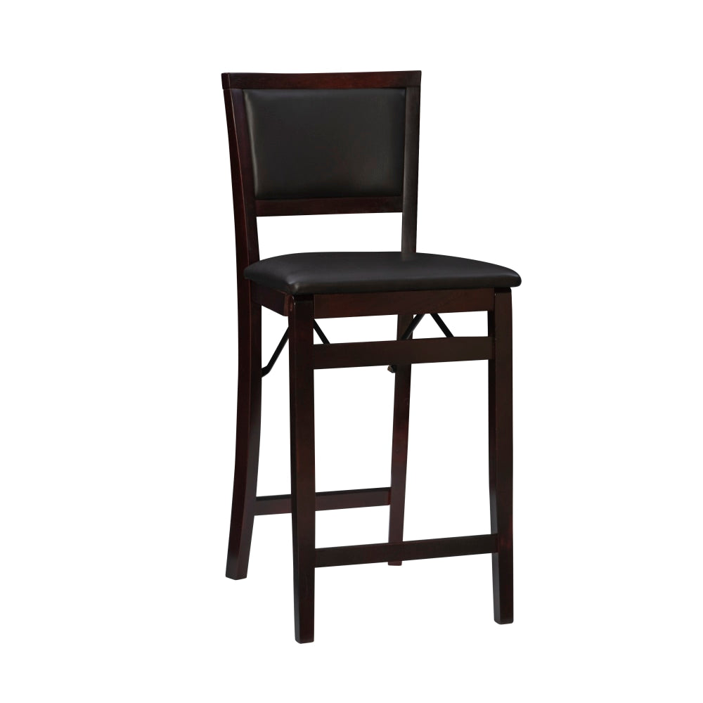 Linon Baker Faux Leather Folding Counter Stool, Espresso/Dark Brown