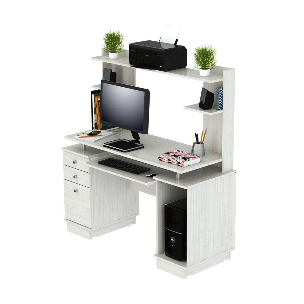 Inval Computer Work Center With Hutch, Laricina White