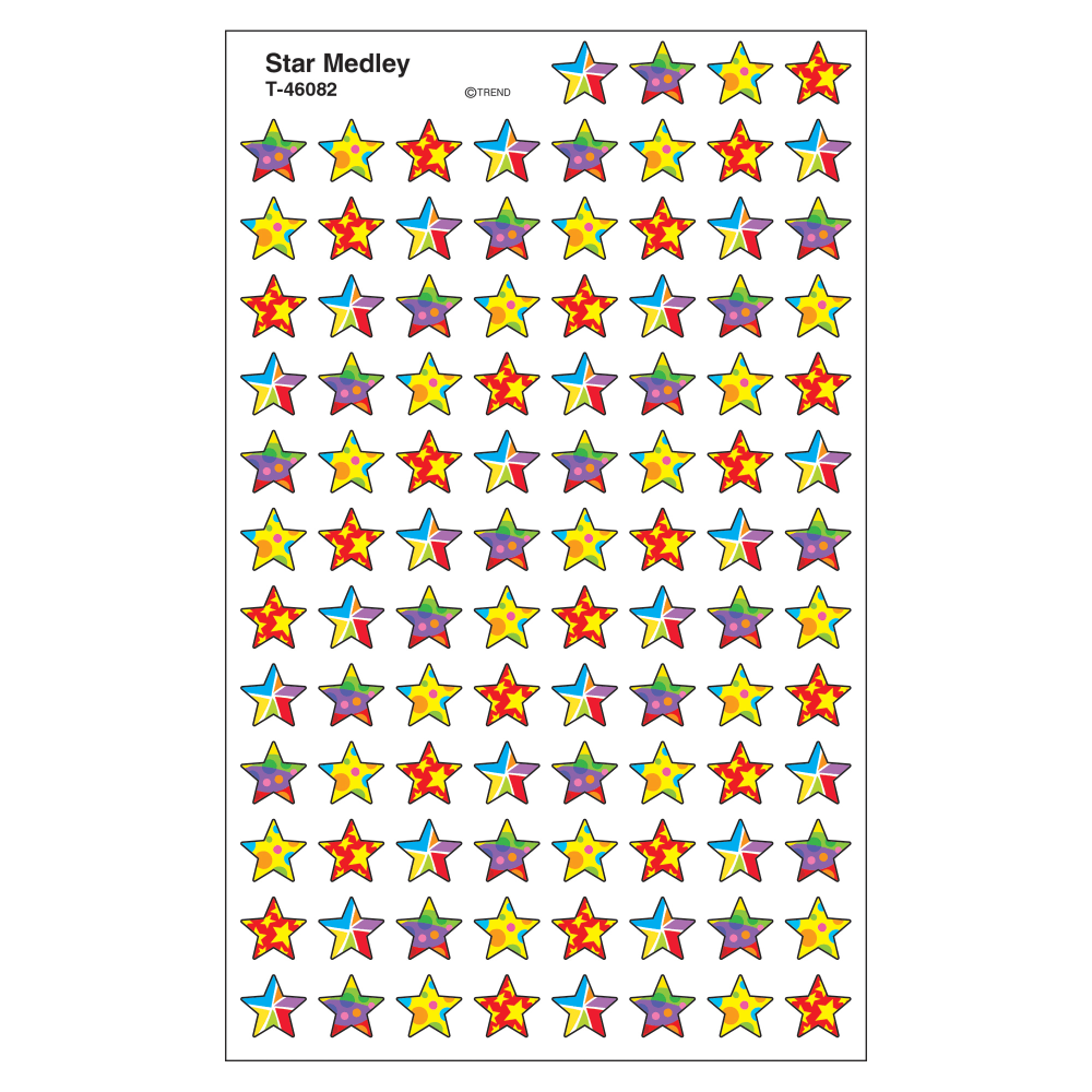 Trend superShapes Stickers, Star Medley, 800 Stickers Per Pack, Set Of 6 Packs