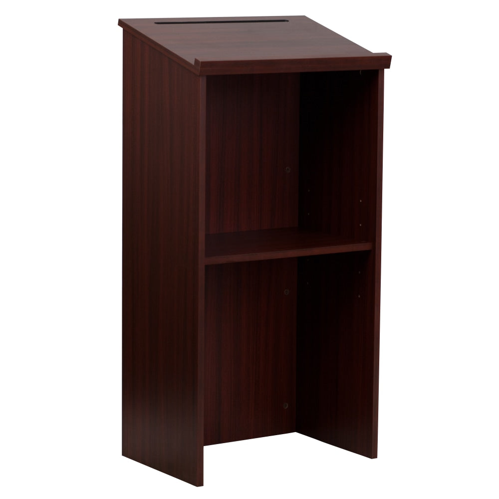 Flash Furniture Stand-Up Wood Lectern, 45-3/4inH x 23inW x 15inD, Mahogany