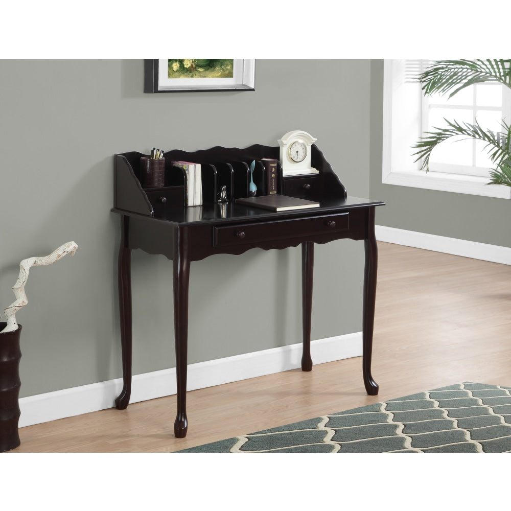 Monarch Specialties Wood 36inW Secretary Desk, Dark Cherry