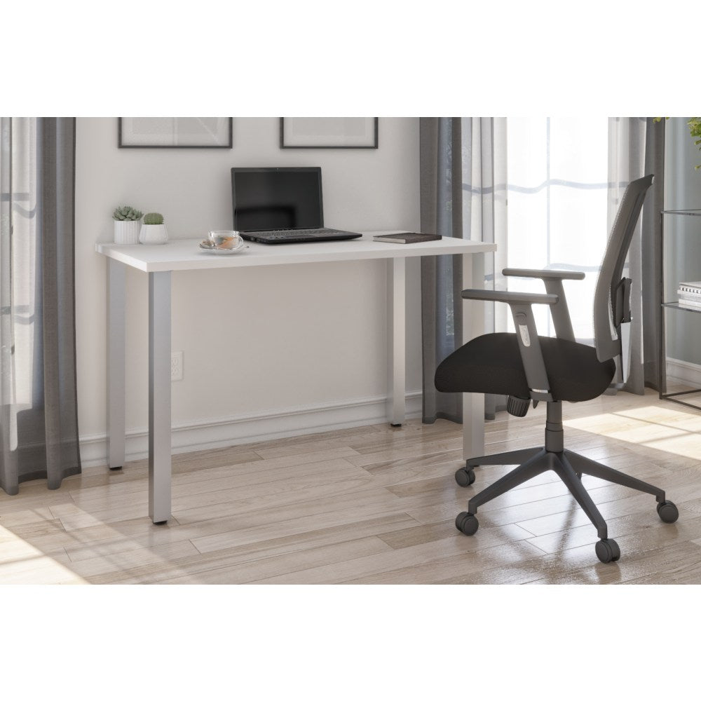 Bestar Universal 48inW Table Computer Desk With Square Metal Legs, White