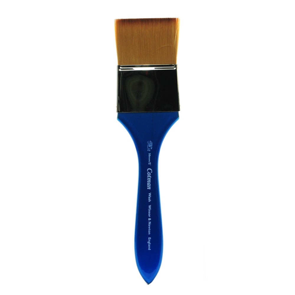 Winsor & Newton Cotman Watercolor Paint Brush, 2in, Wash Bristle, Synthetic, Blue