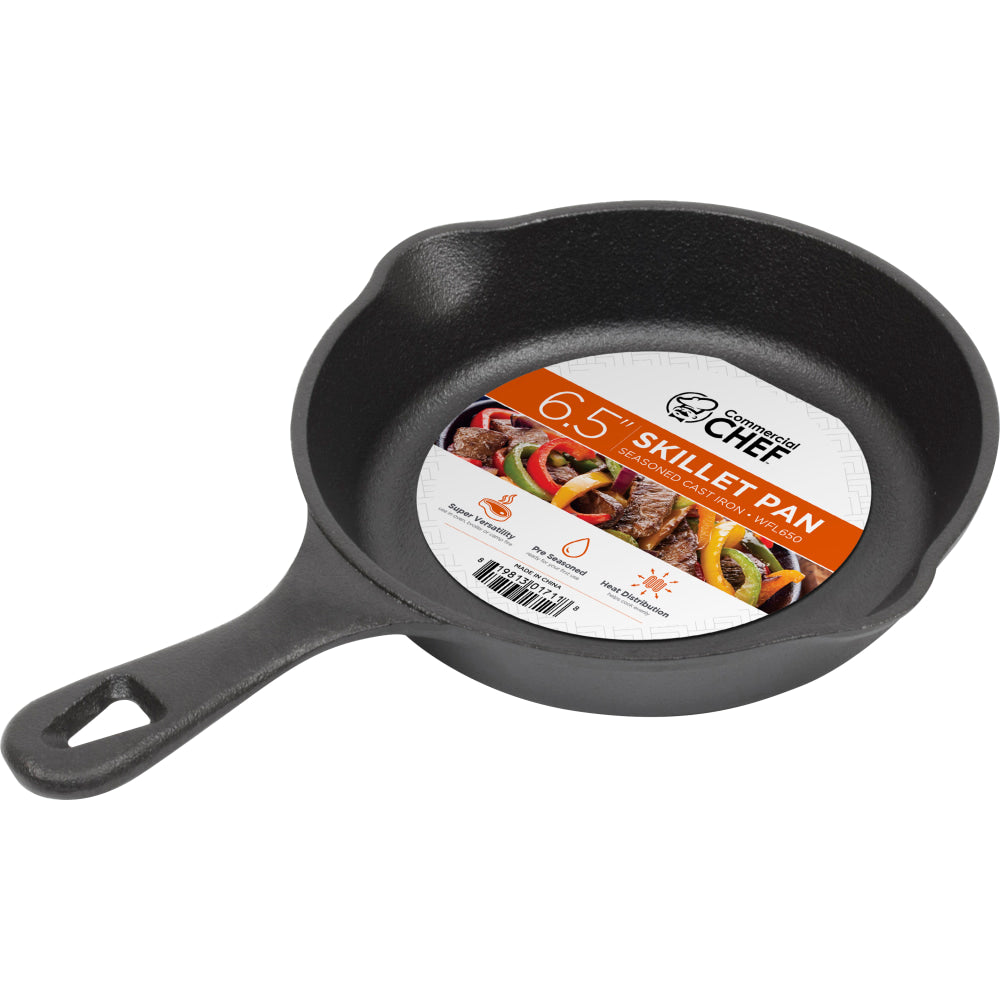 Commercial Chef Cast Iron Saute Skillet, 6-1/2in, Black