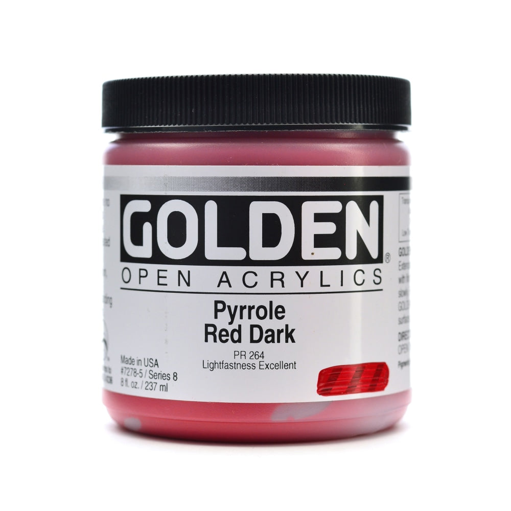 Golden OPEN Acrylic Paint, 8 Oz Jar, Pyrrole Red Dark