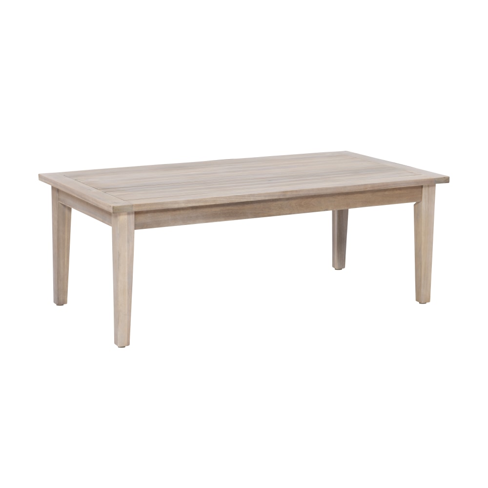 Linon Lascher Outdoor Rectangle Wood Coffee Table, 16-3/4inH x 45-3/5inW x 23-4/5inD, Natural