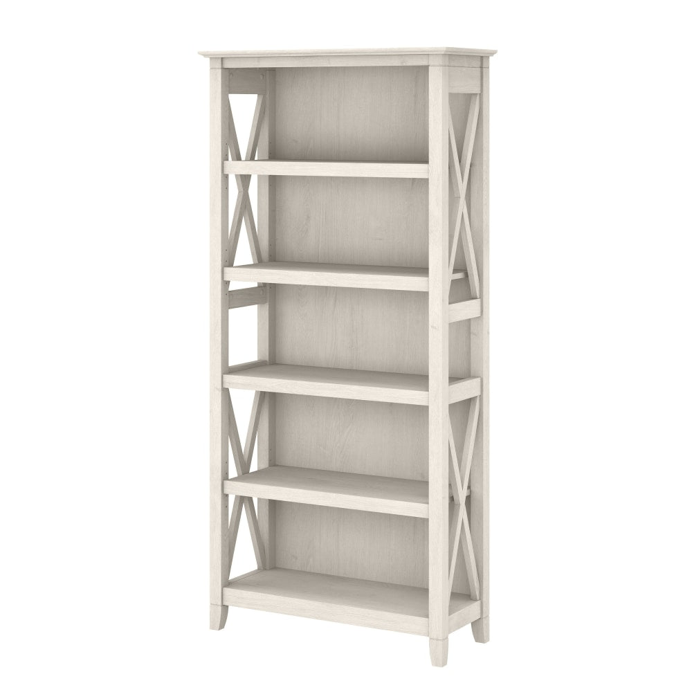 Bush Business Furniture Key West 66inH 5-Shelf Bookcase, Linen White Oak, Standard Delivery