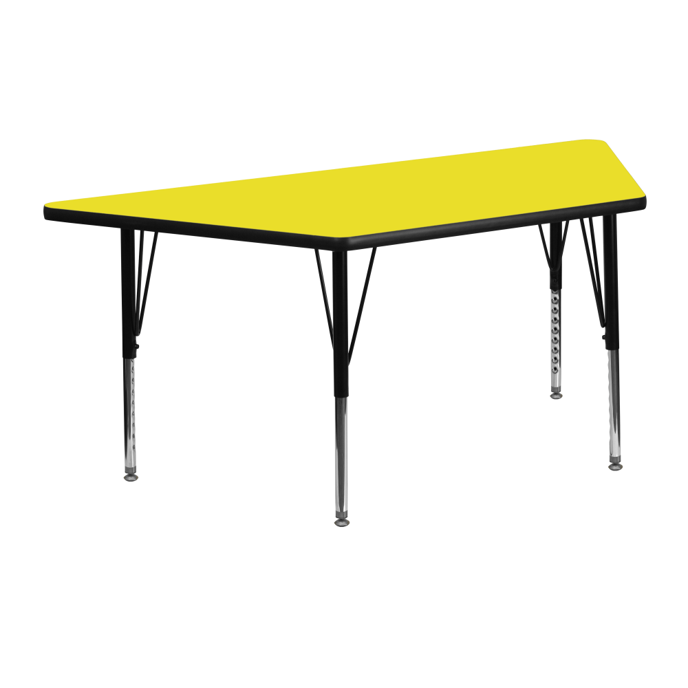 Flash Furniture 47inW Trapezoid HP Laminate Activity Table With Short Height-Adjustable Legs, Yellow