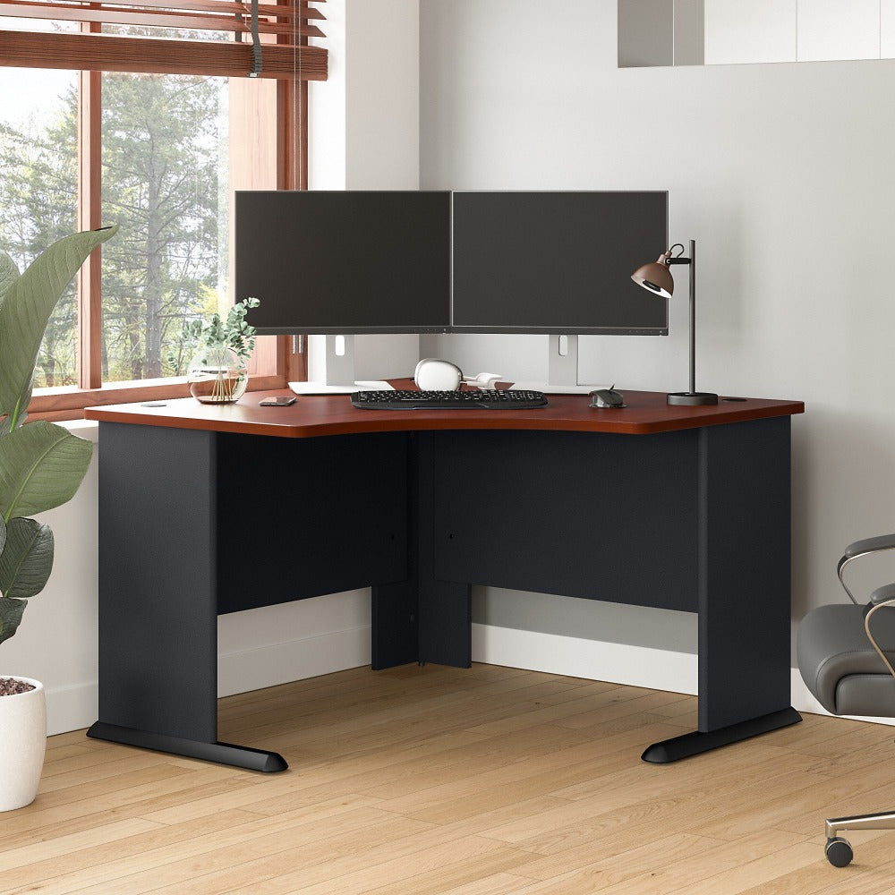 Bush Business Furniture Office Advantage 48inW Corner Desk, Hansen Cherry/Galaxy, Standard Delivery