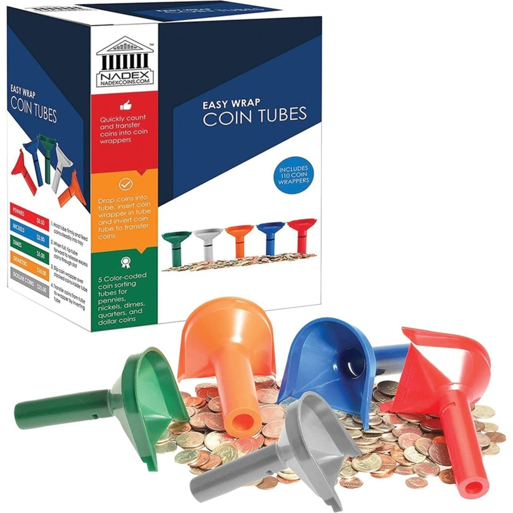 Nadex Coins Coin Counting Tube - Red, Blue, Orange, Green