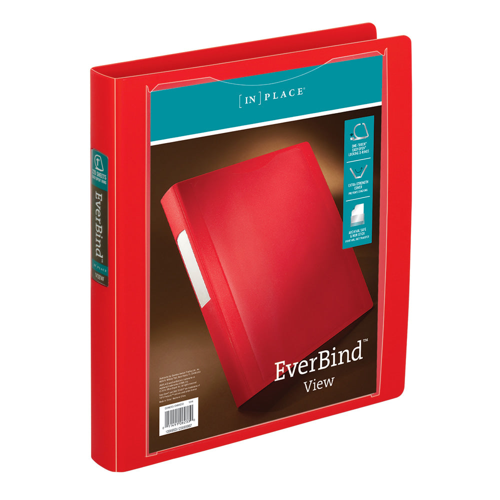 Office Depot Brand EverBind View 3-Ring Binder, 1in D-Rings, Red