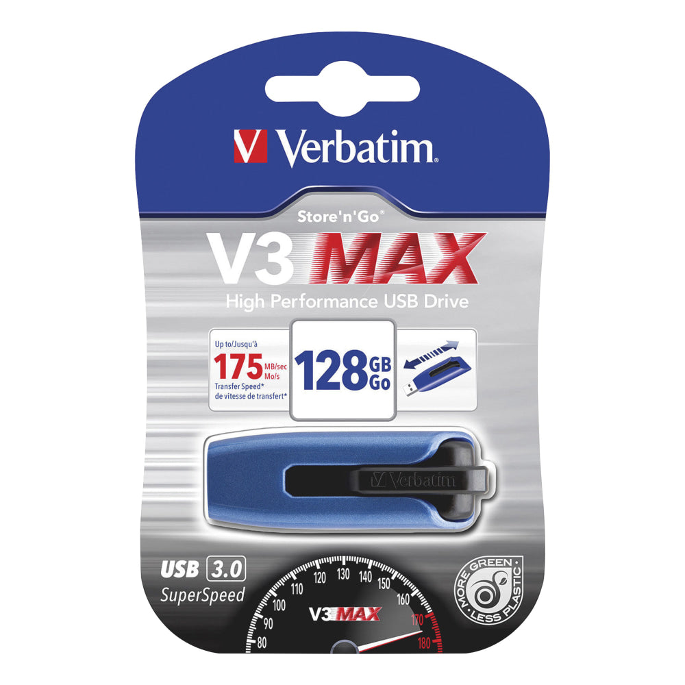 Verbatim 128GB Store n Go V3 Max USB 3.0 Flash Drive - Blue - 128GB - Blue, Black