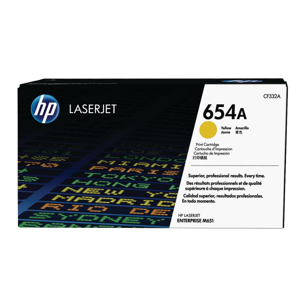 HP 654A Yellow Toner Cartridge, CF332A