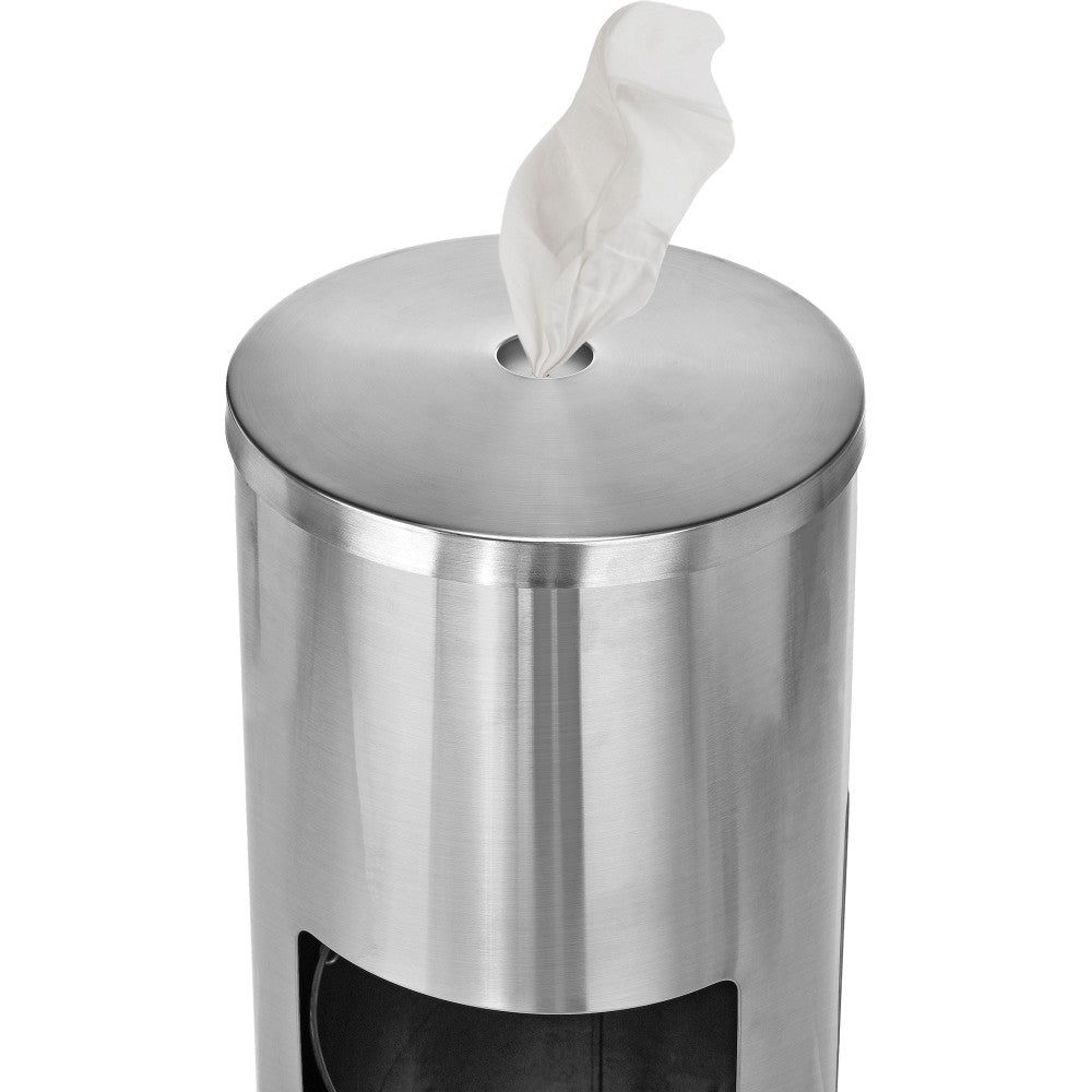 Alpine Stainless-Steel Gym Wet Wipe Dispenser With Built-In Trash Can, 36inH x 13inW x 13inD