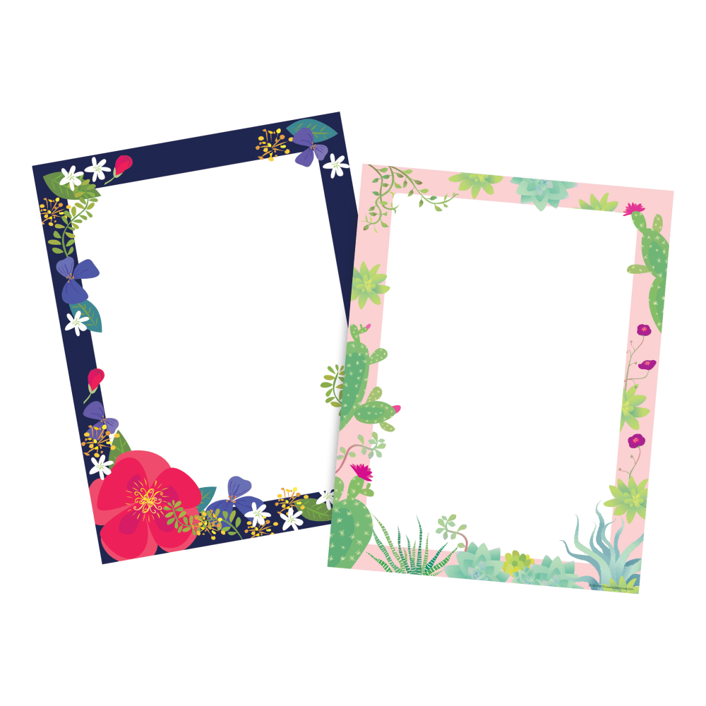 Barker Creek 2-Design Computer Paper, Letter Paper Size, Petals & Prickles, 100 Sheets