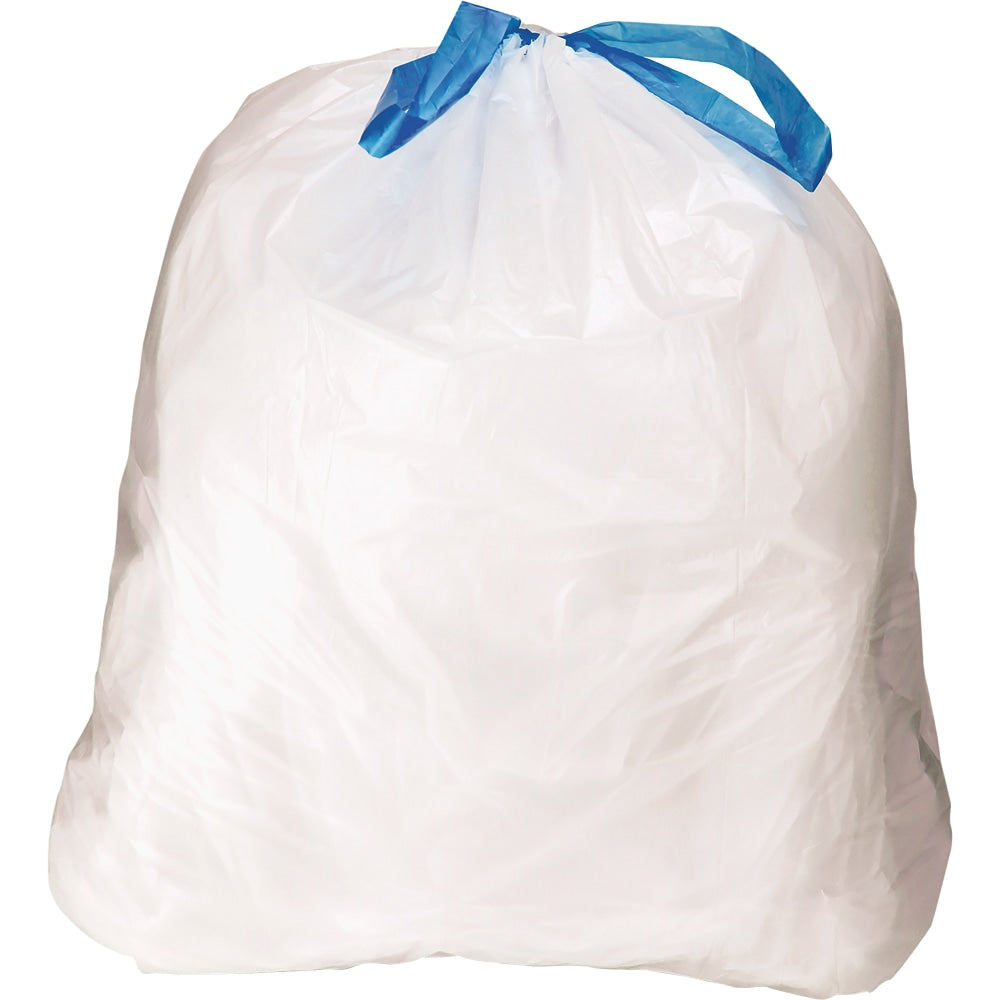 BlueCollar 13-gallon Drawstring Trash Bags - 13 gal Capacity - 24in Width x 28in Length - 0.80 mil (20 Micron) Thickness - Drawstring Closure - White - 6/Carton - 80 Per Box - Garbage