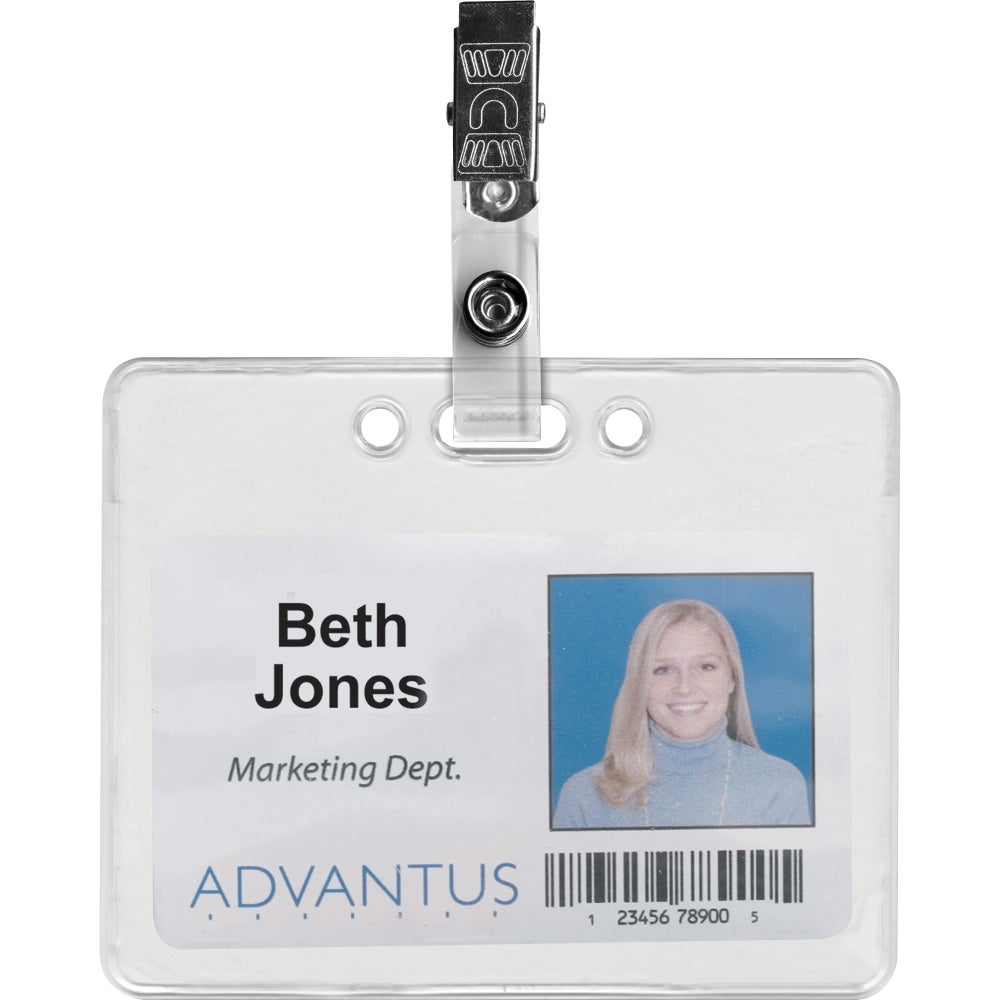 Advantus ID Badge Clip Adapter, Silver, Pack of 25