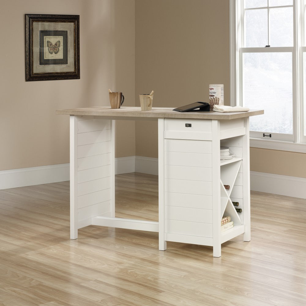 Sauder Cottage Road Work Table, 36inH x 53-1/8inW x 23-1/2inD, Soft White