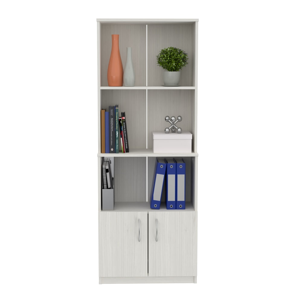 Inval 63inH Bookcase With Storage Area, Washed Oak