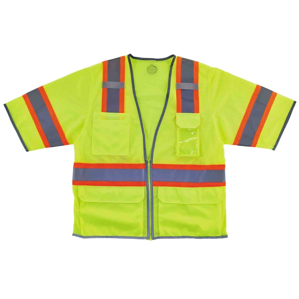 Ergodyne GloWear Safety Vest, 2-Tone Hi-Vis Surveyor 8346Z, Class 3, 4X/5X, Lime