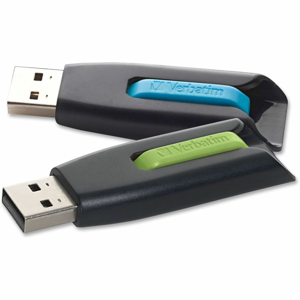 Verbatim Store "n Go V3 USB 3.0 Flash Drives, 32GB, Assorted Colors, Pack Of 2