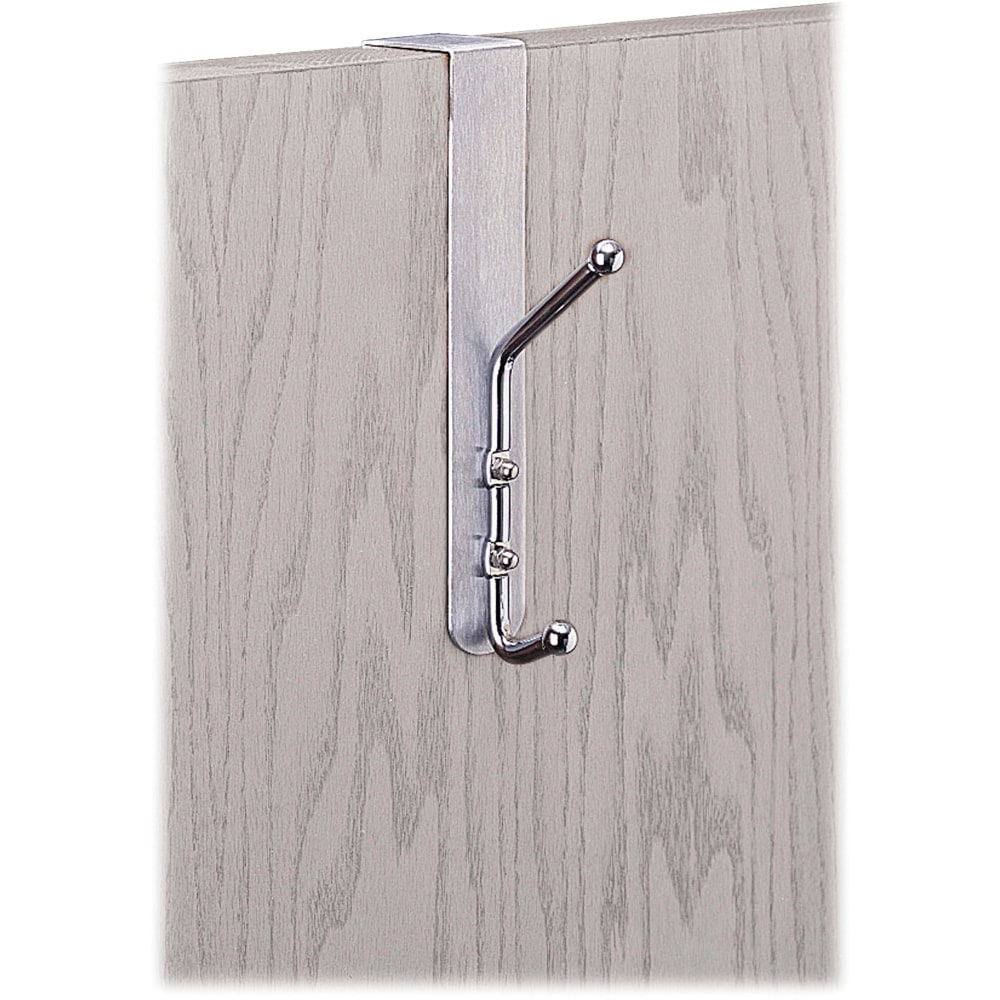 Safco Over-The-Door Coat Hook, 8 1/2inH x 1 1/2inW x 4 1/4inD, Silver