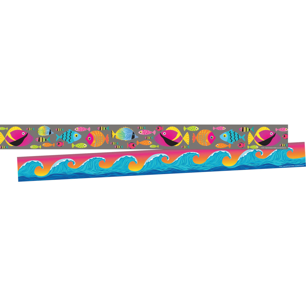 Barker Creek Double-Sided Straight-Edge Border Strips, Kai Ola Tropical Fish, 3in x 35in, Set Of 24 Strips