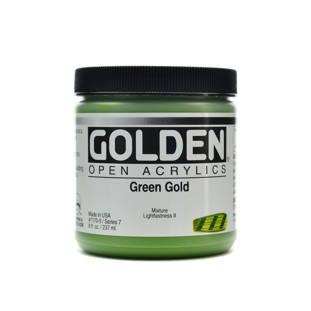 Golden OPEN Acrylic Paint, 8 Oz Jar, Green Gold