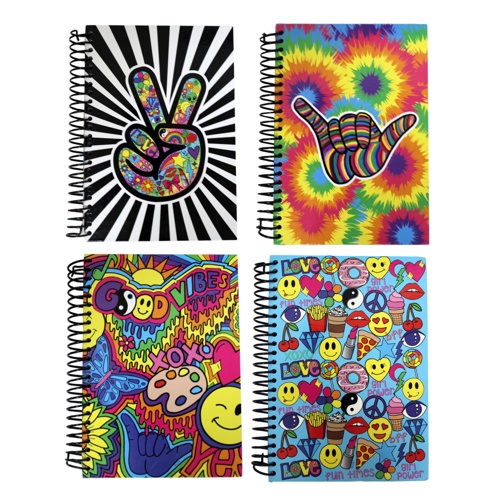 Inkology Corey Paige Journals, 5-7/8in x 8-1/4in, College Ruled, 96 Pages (192 Sheets), Assorted Designs, Pack Of 8 Journals