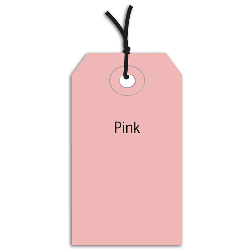 Partners Brand Prestrung Color Shipping Tags, #3, 3 3/4in x 1 7/8in, Pink, Box Of 1,000