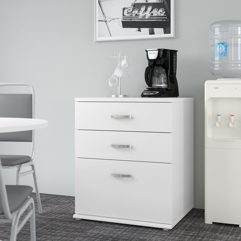 Bush Business Furniture Universal Floor Storage Cabinet With Drawers, White, Standard Delivery