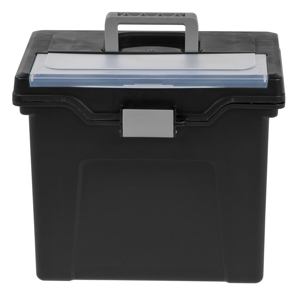 Office Depot Brand Mobile File Box, Large, Letter Size, 11 5/8inH x 13 3/8inW x 10inD, Black/Silver