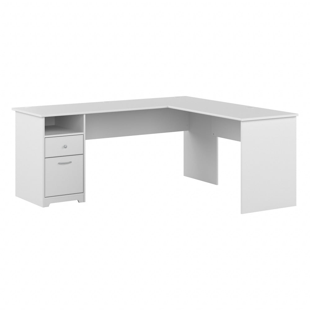 Bush Business Furniture Cabot 72inW L-Shaped Corner Desk With Drawers, White, Standard Delivery