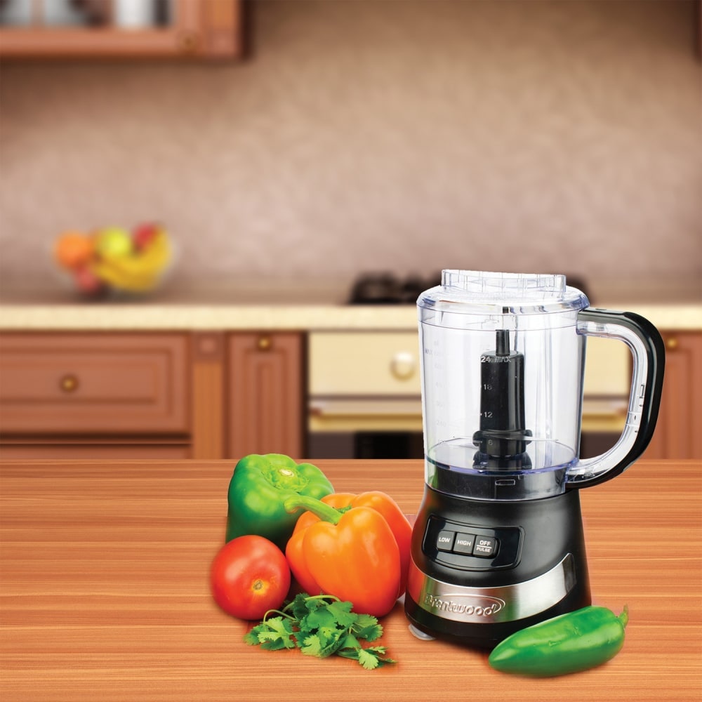 Brentwood FP-549BK 3 Cup Food Processor, Black - 3 Cup (Capacity) - 2 Speed - 200 W Motor - Silver, Black