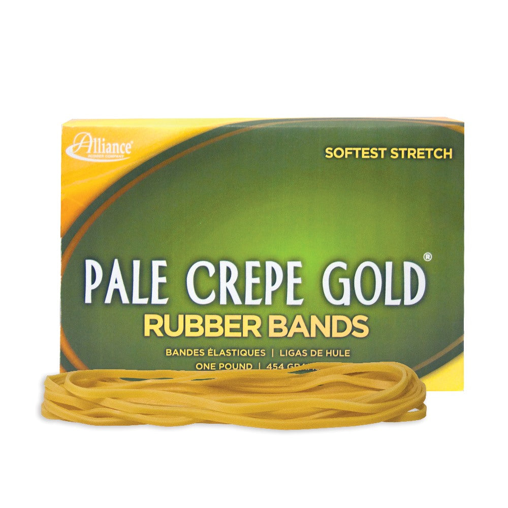 Alliance Rubber Pale Crepe Gold Rubber Bands, #117B, 7in x 1/8in, 1 Lb, Box Of 300