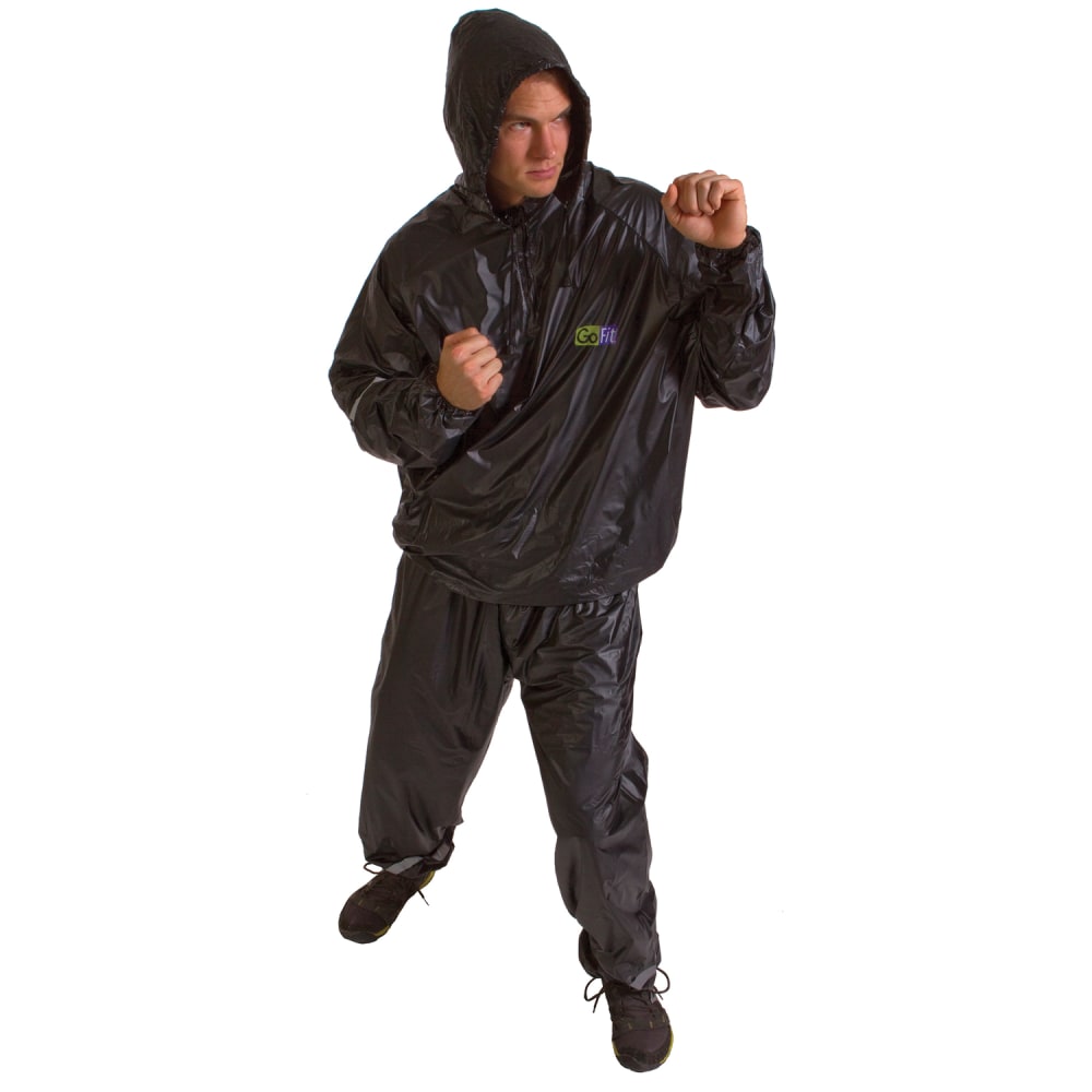 GoFit 2-Piece Hooded Sweat Suit, Large/X-Large, Black