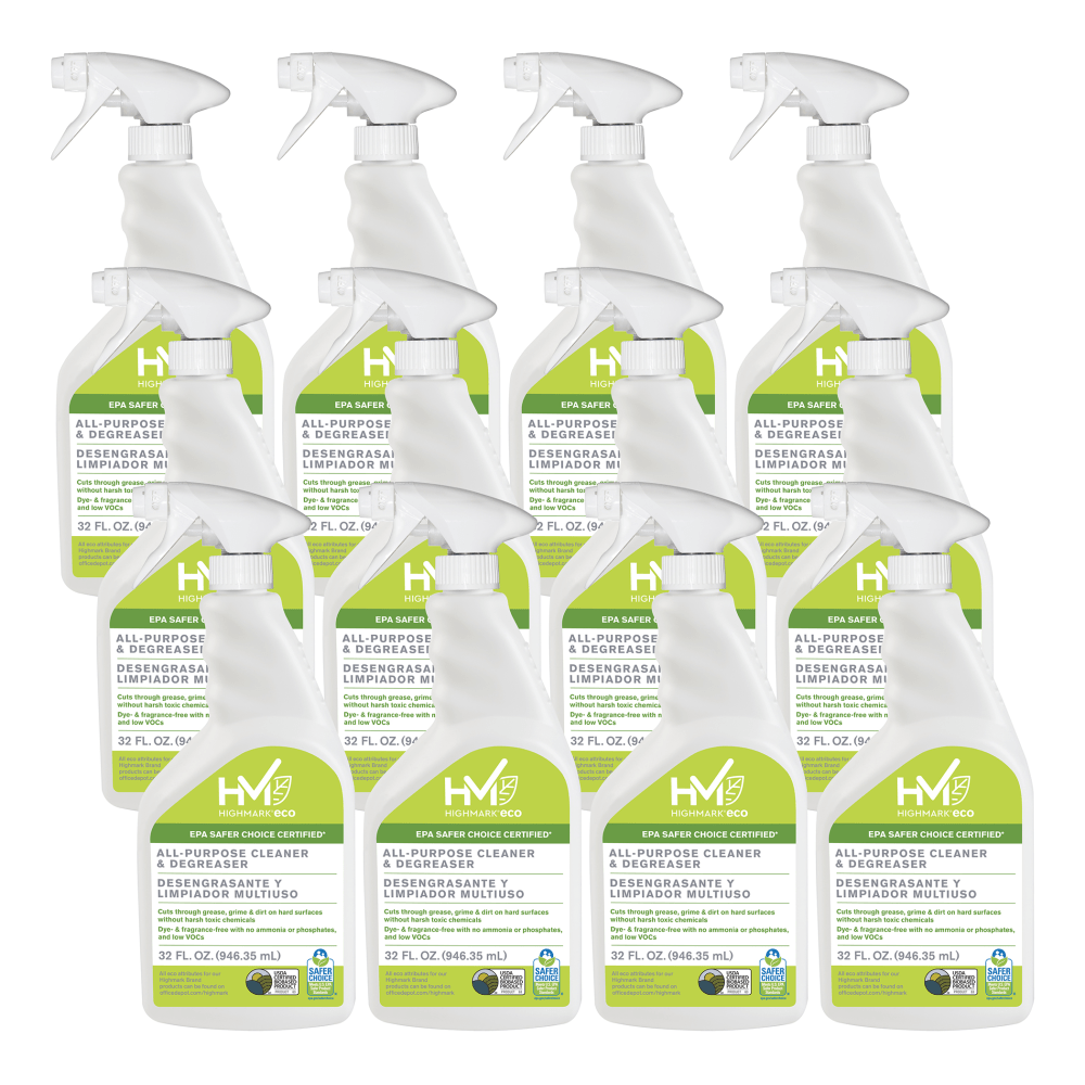 Highmark ECO All-Purpose Cleaner And Degreaser, 32 Oz, Case Of 12 Bottles