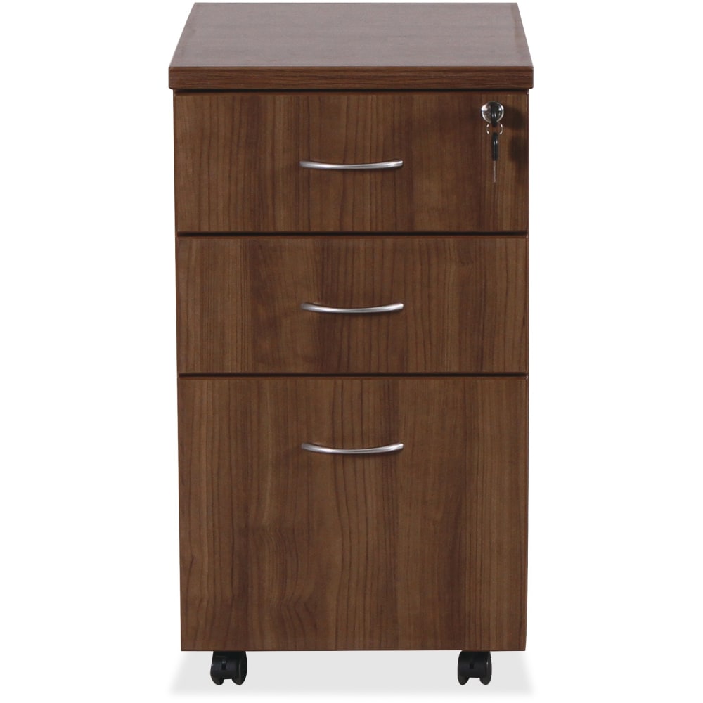 Lorell Essentials 22inD Vertical 3-Drawer Mobile Pedestal File Cabinet, Walnut