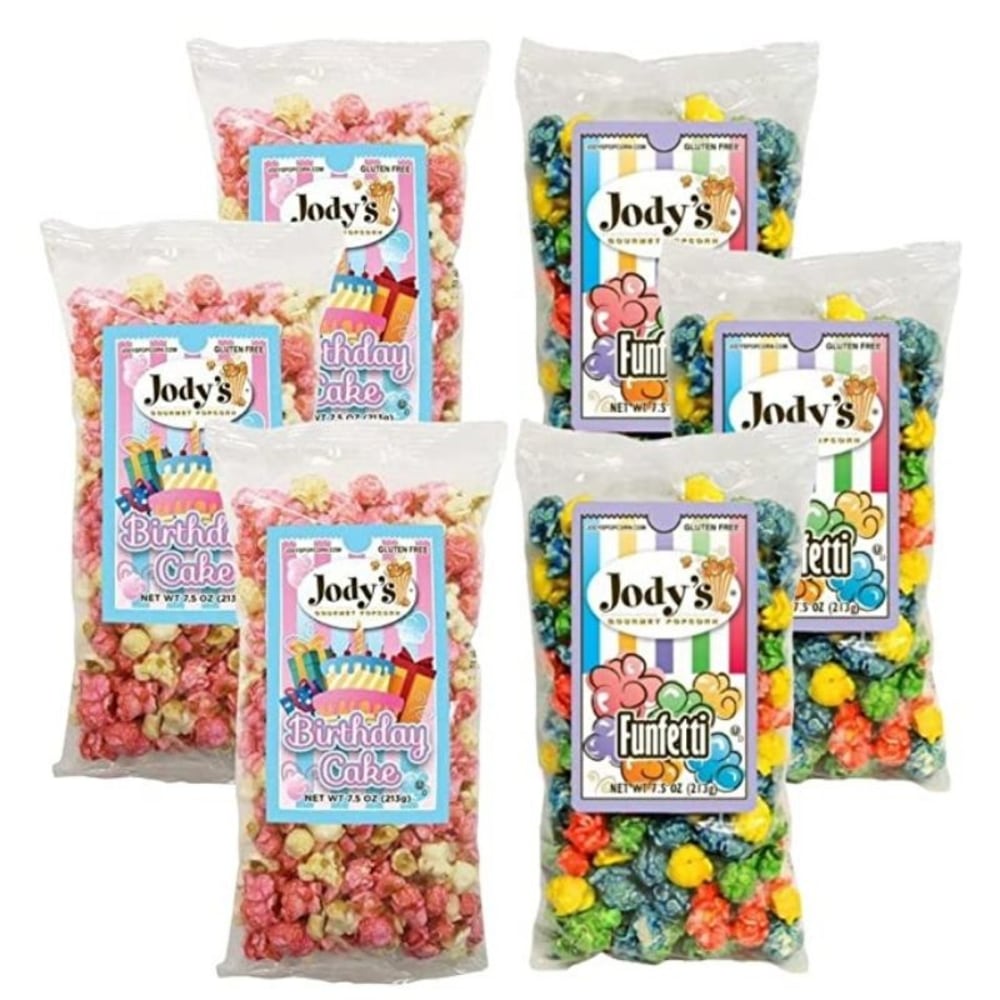 Jodys Popcorn Birthday Bundle Popcorn, 7.5 Oz, Pack Of 6 Bags