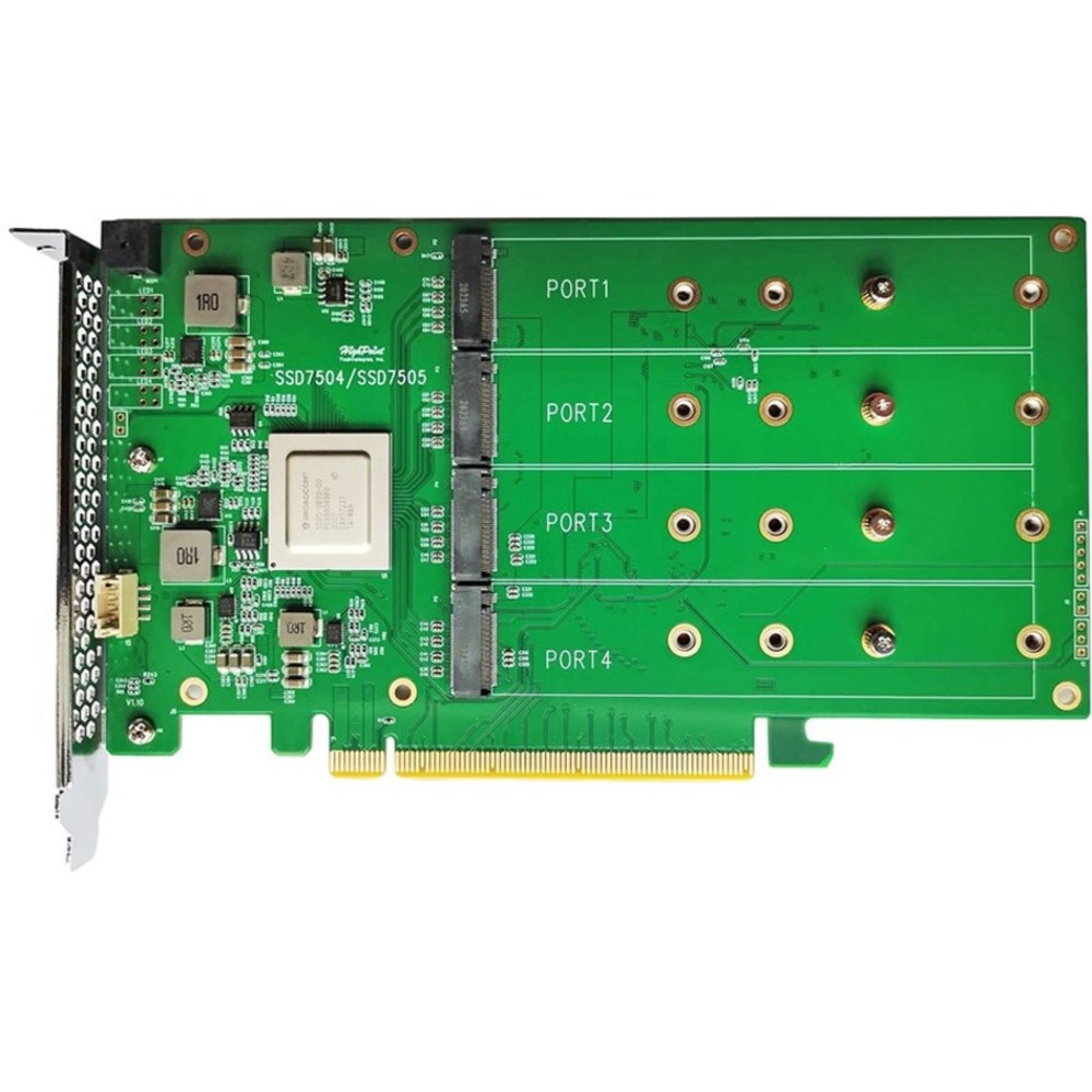 HighPoint 7500 NVMe Controller - PCI Express 4.0 x16 - Plug-in Card - RAID Supported - 1, 10 RAID Level - 4 x M.2 Interface(s) - PC, Mac, Linux