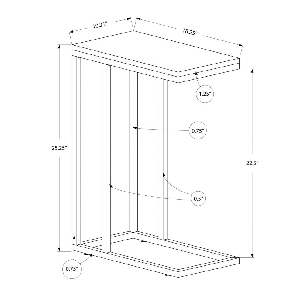 Monarch Specialties Hollow-Core Accent Table With Chrome Base, Rectangle, Cappuccino